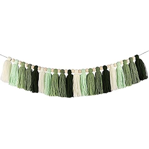 DrCor Green Tassel Garland for Nursery Decor Cover