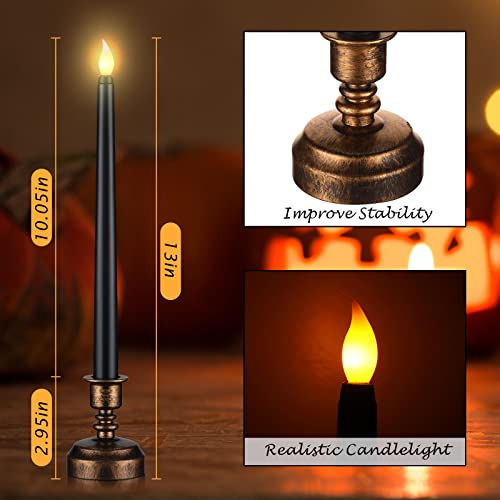 Image of Fumete 16 Pcs Halloween Black Flameless Candles, with Gold Base