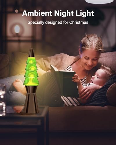 Image of Christmas Tree Liquid Motion Lamps - 14.5 Inch Black Large Christmas Tree Night Lights Table Lamp for Adults Kids, Mood Lighting Home Decor Christmas Unique Gifts