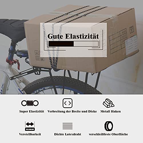 INCETUE verstellbar Spanngummi mit Haken, 4er-Set 2M lang flach Spanngurt mit Metallhaken, extra stark breit Gummiseile, Gepäckspanner, Gummizug, Gummiexpander für Fahrrad, Autotransport, Motorrad-Rot – Bild 7