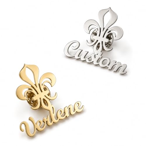 Image of Custom Name Lapel Pin Personalized Script Brooch for Women Men, Customizable Name Badge Elegant Cursive Letter Pin, Minimalist Jewelry Gift for Wedding Birthday Anniversary
