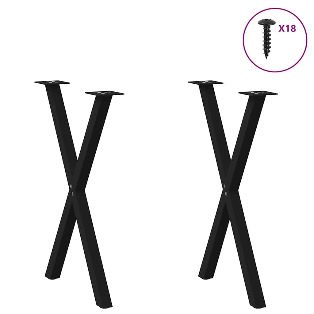 Gambe per tavolo da pranzo 2 pezzi a forma di X 57 x (72-73) cm Acciaio