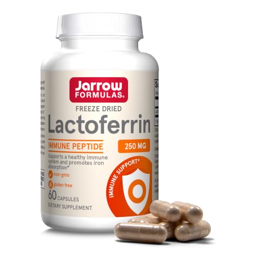 Jarrow Formulas Lactoferrin Supplements 250 mg - Immune-Supporting Glycoprotein for Healthy Immune System Support & Iron Absorption - Freeze Dried Gluten Free Non-GMO - 60 Capsules (Servings)