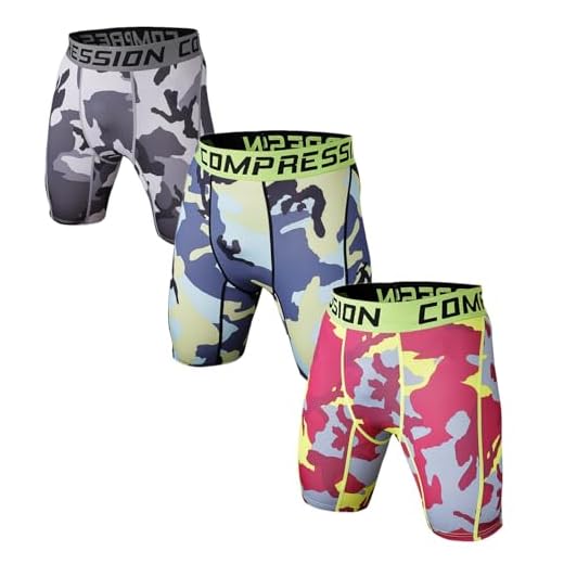 Holure Men's 3 Pack Sport Compression Shorts Mens Yoga Shorts Workout Running,Gray,Blue,red,Camo,03-L