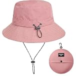 Zilaro Bucket Hat Women & Men, Waterproof Foldable Sun Hat with UV Protection, Men's Women's Bucket Hats with Adjustable String, Ladies Summer Funny Hats for Fishing Beach Hiking Festival (Pink)