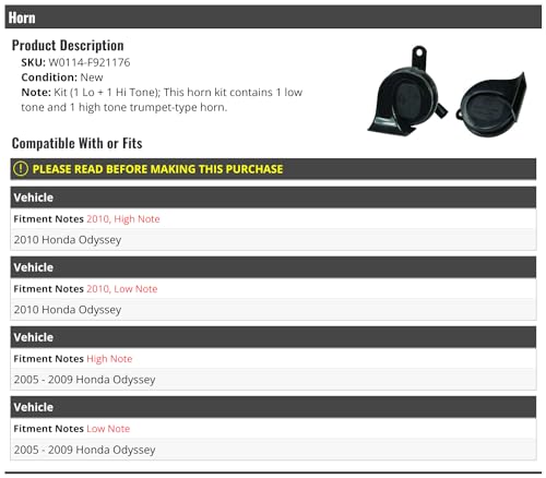 Horn - Compatible with 2005-2010 Honda Odyssey
