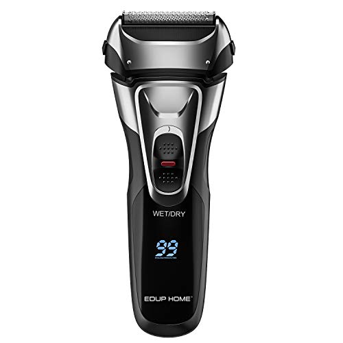 Electric Shaver with Pop-up Trimmer for Men, Men's Electric Razor Cordless Foil Shaver, IPX7 Waterproof, Charge 1.5H Work 99 Mins, Plug and Play, USB Quick Charging, LCD Display Battery Power