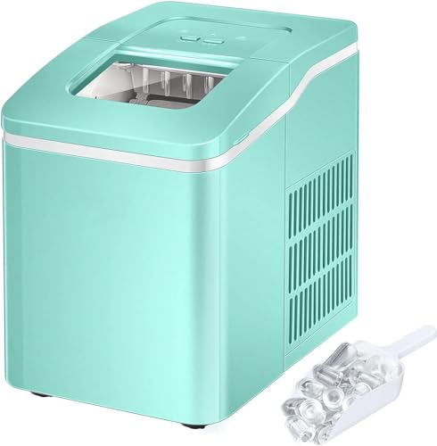 ARLIME Portable Ice Maker Machine for Countertop, Bullet Ice Cubes Ready in 8 Mins, 26LBS/24H, Electric Ice Maker with Scoop and Basket for Home, Office, Party, Bar (Green)