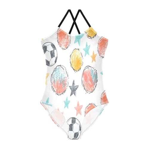 Sketchy Multicolor Balls Pattern Girls One-Piece Swimsuit Beach Swim Bathing Suit