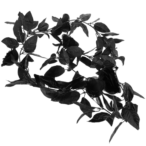 Artibetter 黒い人工ローズガーランド ??真バラ花蔓 シーン装飾用結婚式アーチ用パーティー飾り 家や屋外向けフェイク花輪