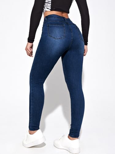 Floerns Women's Casual Skinny Jeans High Waist Stretchy Workout Denim Pants2