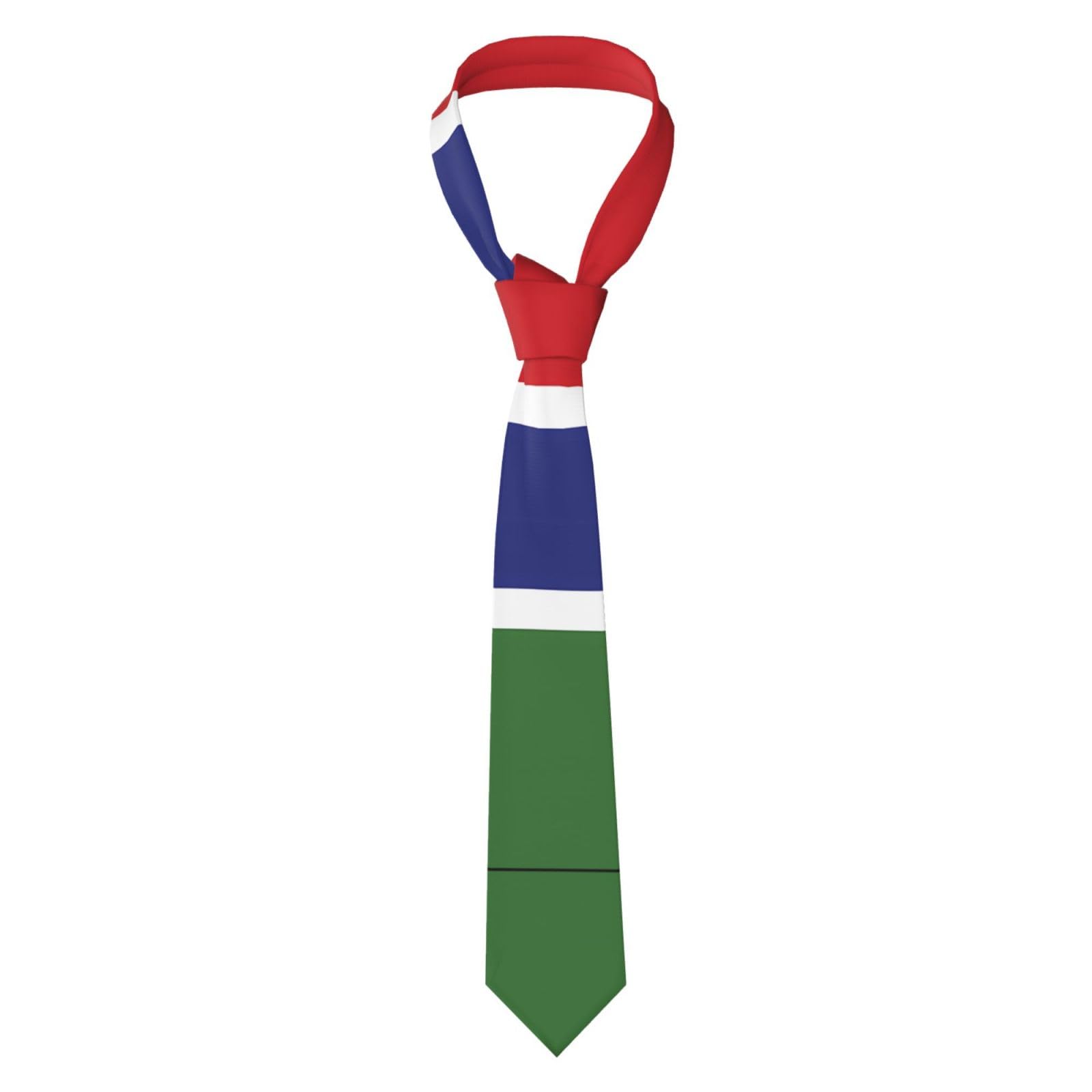 asbwuo Flag of the Gambia Prints Men's Necktie - Stylish and Durable Polyester Tie for Business, Daily Life, and Special Occasions, Black, One Size
