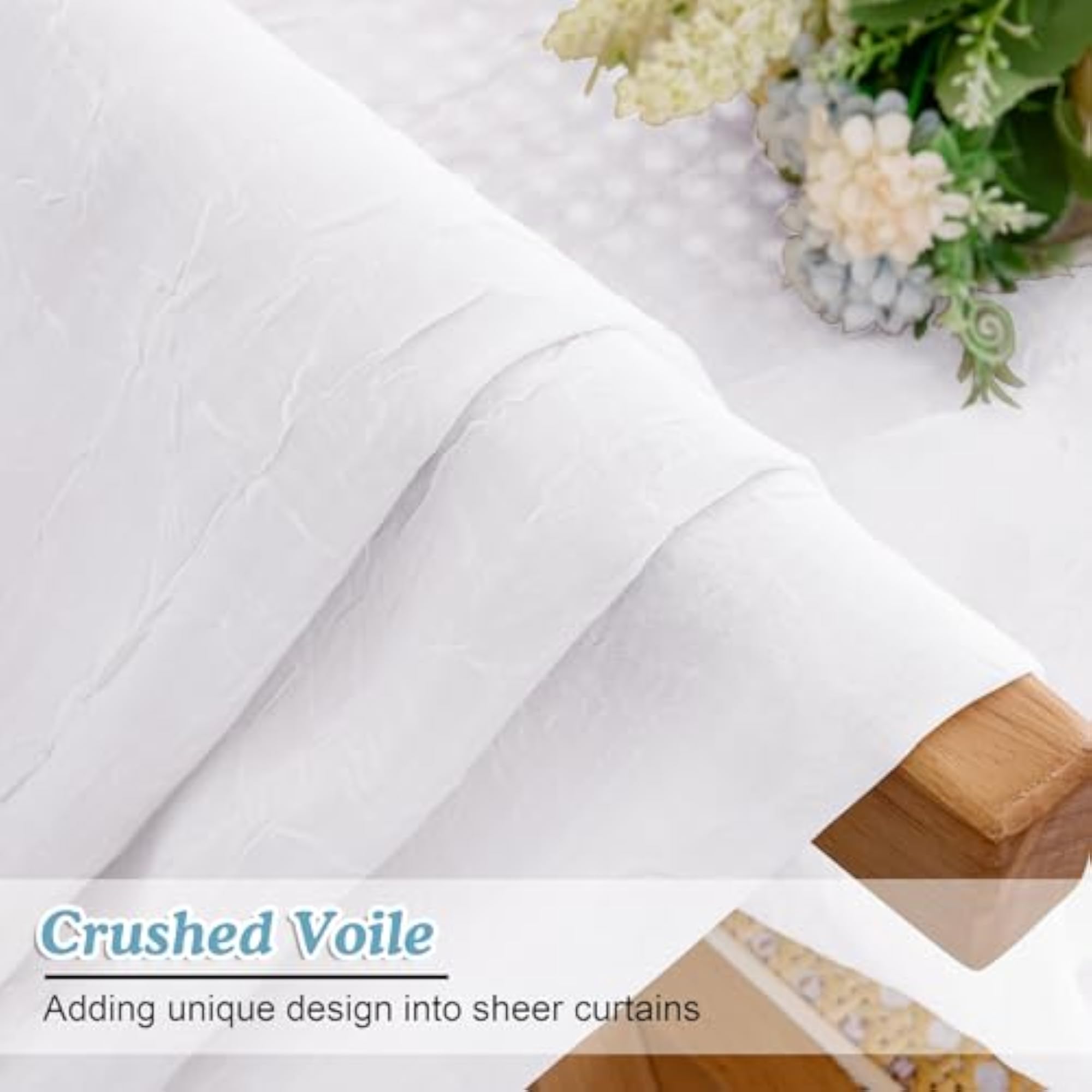 Crushed White Sheer Valances for Window