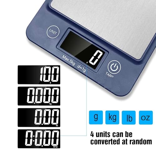 Image of MCP Healtherare Kitchen Scale for Cooking Baking USB Rechargable Food Scale Multifunction High Accuracy, Portable and Tare Function, 11lb /5kg Baking Grey