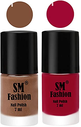Image of Long Lasting Nail Polish | Nail Paint Combo 7 ml Each) - Set of 2 Tan-Pure Wine