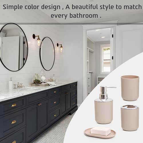Moss & Stone PBTR-6P-BEI 6 Pcs Bathroom Accessories Set, Bathroom Decor Sets Includes Soap Dispenser, Toothbrush Holder, Toothbrush Cup, Soap Dish thumb #7