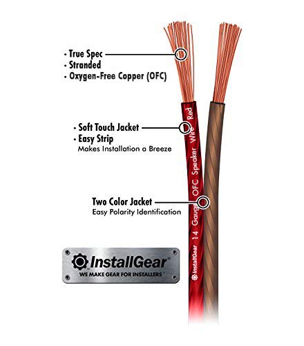 Installgear 14 Gauge Wire Awg Speaker Wire (100Ft - Red/Black) | Speaker Cable For Car Speakers Stereos, Home Theater Speakers, Surround Sound, Radio, Automotive Wire, Outdoor | Speaker Wire 14 Gauge #TOP1