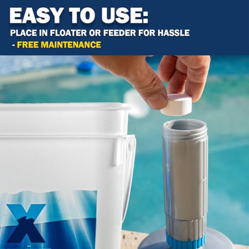 Image of XtremeClear 5lbs 1 inch Chlorine Tabs for Swimming Pool Hot Tub & Spa Eliminate Bacteria & Algae Sanitizer Makes Water Clean & Crystal Clear Slow Dissolving, 5-Pounds