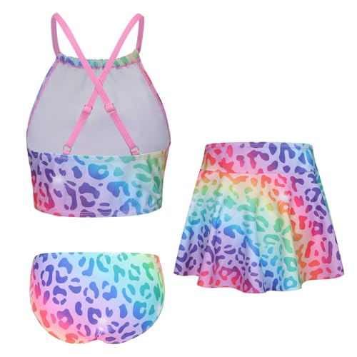 Image of Girls 3 Piece Swimsuits for Teen Girls Bikini Set with Skirt Hawaiian Bathing Suits Beach Swimwear 3-16 Years