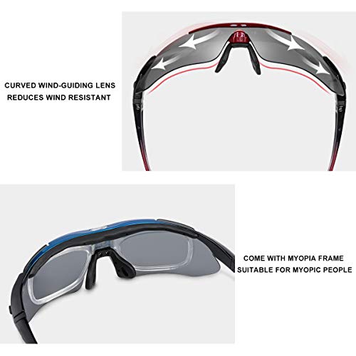 Image of ROCKBROS Pickleball Glasses Polarized Sport Glasses, Anti-Drop 5 Lenses Detachable Strap Goggles for Cycling Ball Running