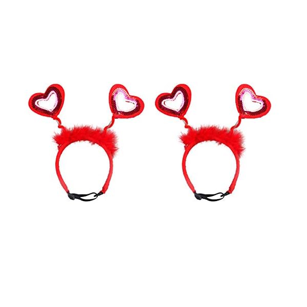 Binaryabc valentine's day dog headband sequin heart headband,valentines day pet costume accessories,valentines day pet outfit hair accessories,2pcs