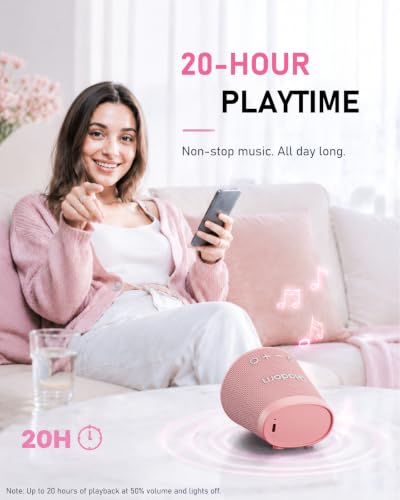 Image of Portable Bluetooth Speaker Wireless with 9 Color Lights, 20H Playtime, Stereo Pairing, Deep Bass, IPX6 Waterproof, Bluetooth 5.3, Small Speaker for Home, Party, Outdoor, Camping