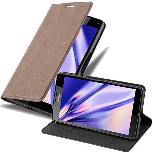 cadorabo Coque pour Nokia Lumia 950 XL en Marron CAFÉ - Housse Protection avec Fermoire Magnétique, Stand Horizontal et Fente Carte - Portefeuille Etui Poche...