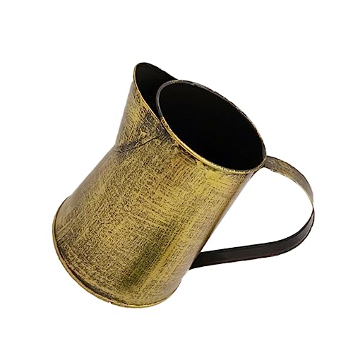 Retro Iron Flower Pot with Handle, Vintage Rustic Farmhouse Decor