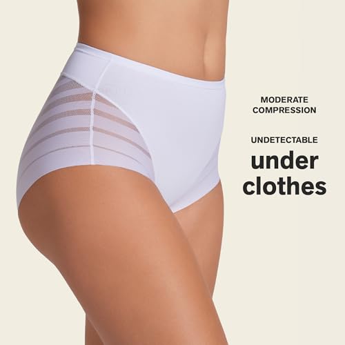 Image of Leonisa High Waisted Invisible Tummy Control Shapewear for Women - Stripe Lace Ladies Underwear Panties