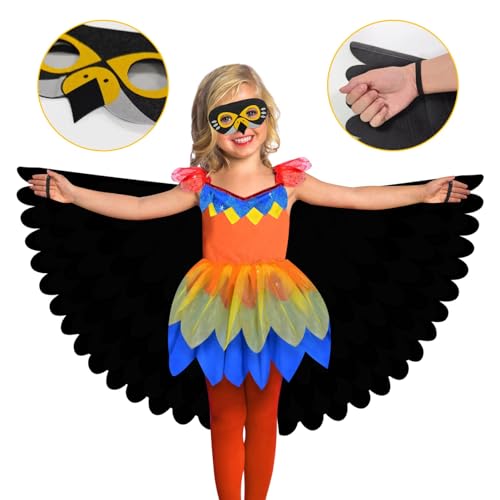 Hpbaggy Vogelflügel Kostüm,Kinder Kostüm Eule,Vogelflügel Kostüm Umhang Für Kinder Mit Filz Maske,Für Jungen Mädchen Halloween Karneval Cosplay Party.