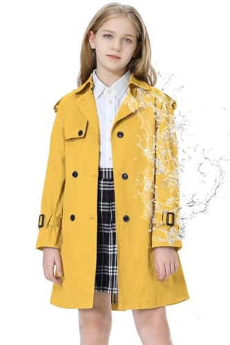 Image of Betusline Womens & Girls Waterproof Trench Coat Double Breasted Lapel Overcoat Outerwear, 3 Years - Women 2XL