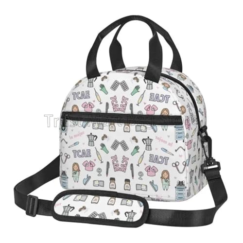 KLFDGGYU Bolsa térmica reutilizable para almuerzo con diseño de enfermera ideal como regalo médicos enfermeras y amantes los animales