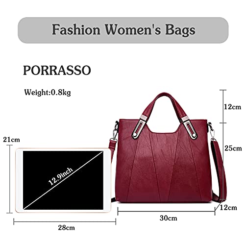 PORRASSO Fashion Shoulder Bag Women Handbag Ladies Crossbody Bag PU Leather Waterproof Satchel3