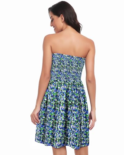 Image of Summer Dress for Women Beach Boho Strapless Cover Ups Off Shoulder Floral Sundresses