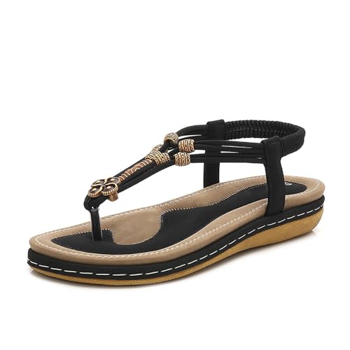Womens Sandals Summer Flat: Dressy Casual T-Strap Flip Flop Thong Flats Sandals Walking