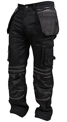 Newfacelook Mens Work Pants Construction Reliable Utility Work Heavy Duty Workwear Trousers Durable Carpenter Pants For Men Black #TOP30