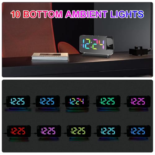 Cabilock Projection Alarm Clock with 180° Projector and 10 RGB Night Lights - Image 5
