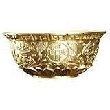 Hbbgdiy Prosperity Bowl 5 pouces en laiton Feng Shui Golden Color Money Bowl avec design sculpté pour la richesse de la richesse Energy Attraction Home Office Fortune Decoration
