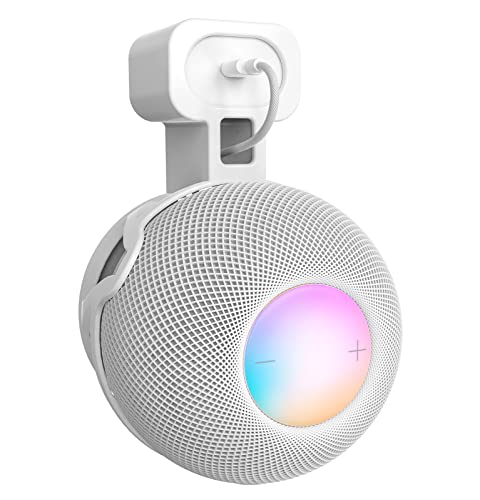 HeyMoonTong Soporte de montaje en pared para Apple HomePod Mini, un accesorio que ahorra espacio para HomePod Mini Smart Home Altavoces con gestión de cable, ocultar cables desordenados (blanco)