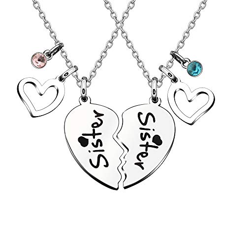 Lot de 2 colliers pour femme en forme de cœur Big Sis Little Sis Best Friend Cover