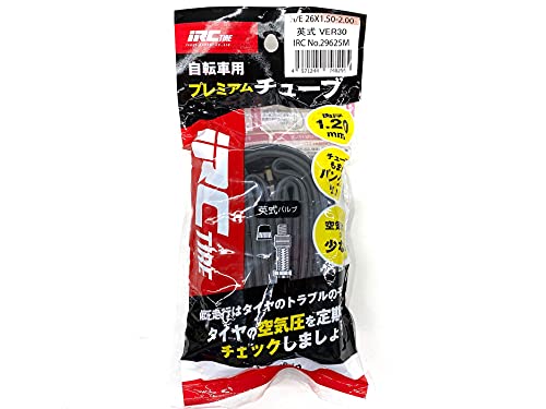 IRC tire WO Premium Tube (0.05 inch (1.2 mm) Thick Polybag with Header, HE 26X1.50-2.00 English Valve