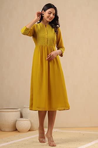 Image of Juniper Women`s Georgette Embroidered A-Line Dress