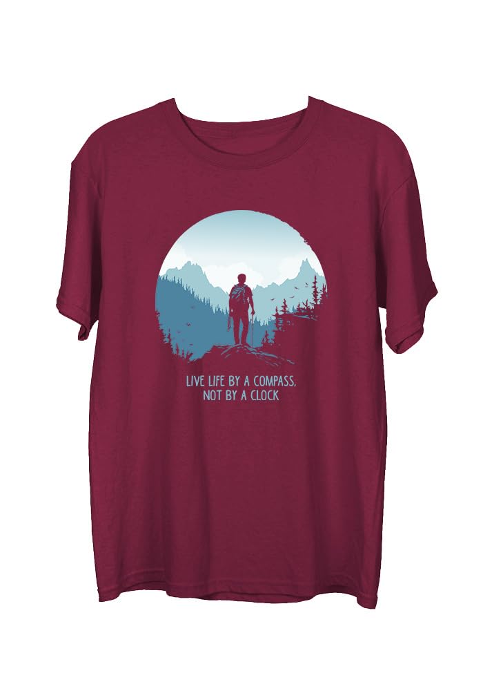 Wear Your OpinionMen's S to 5XL Premium Combed Cotton Printed Half Sleeve T-Shirt (Design: Life by Compass)