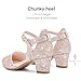 LAURMOSA High Heels for Girls Dress Sandals Flower Girl Shoes for Wedding Party Gold Pumps Closed Toe Ankle Strap Princess Low Heel for Big Kids(L1013Rosegold 4)