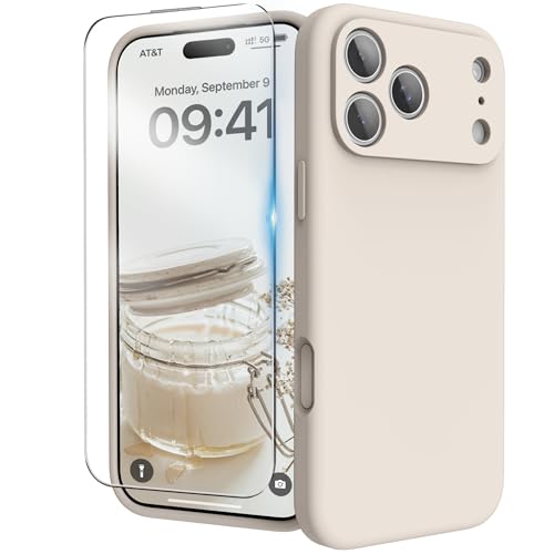 INGIDO Compatible with iPhone 17 Pro Max Case, Liquid Silicone Cover with Camera Protection Anti-Scratch Soft Microfiber Lining Shockproof Protective Phone Case for 17 Pro Max 6.9", Stone by INGIDO - Used condition - CA$15.58