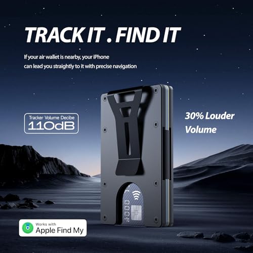 Air Wallet Minimalist Wallet With Built In Airtag Chip, Rfid Blocking Credit Card Holder, Slim Wallet For Men, Compatible With Apple Find My Ios Only,Trackable Wallet (Black)3