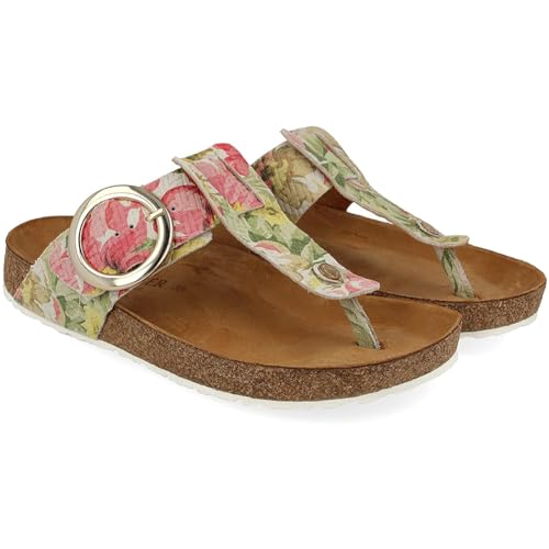 Image of HAFLINGER Round Buckle Corinna Sandals with Rubber Sole and Cork Latex Footbed Unisex