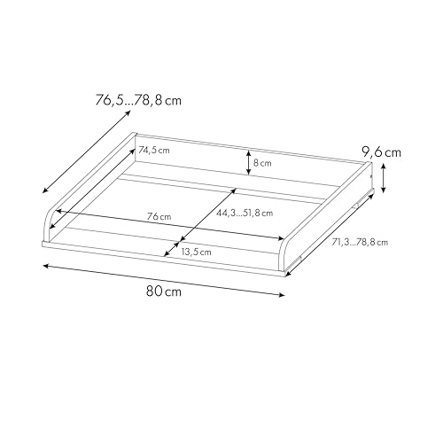 Shefa Kids Wickelaufsatz 800 - Universeller Wickeltischaufsatz für Ikea Kommoden MALM, HEMNES und NORDLI, Weiß