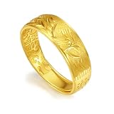 ZHOU LIU FU 24K 999 Solid Gold Rings Phoenix Rings Dainty Fashion Jewelry Wedding Engagement Adjustable Rings for Women Girlfriend Lover Gifts Anniversary(Size 14) A027943