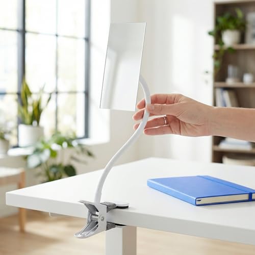 Espejo de cubículo para escritorio de oficina portátil en plástico y acero inoxidable MAGICLULU 8